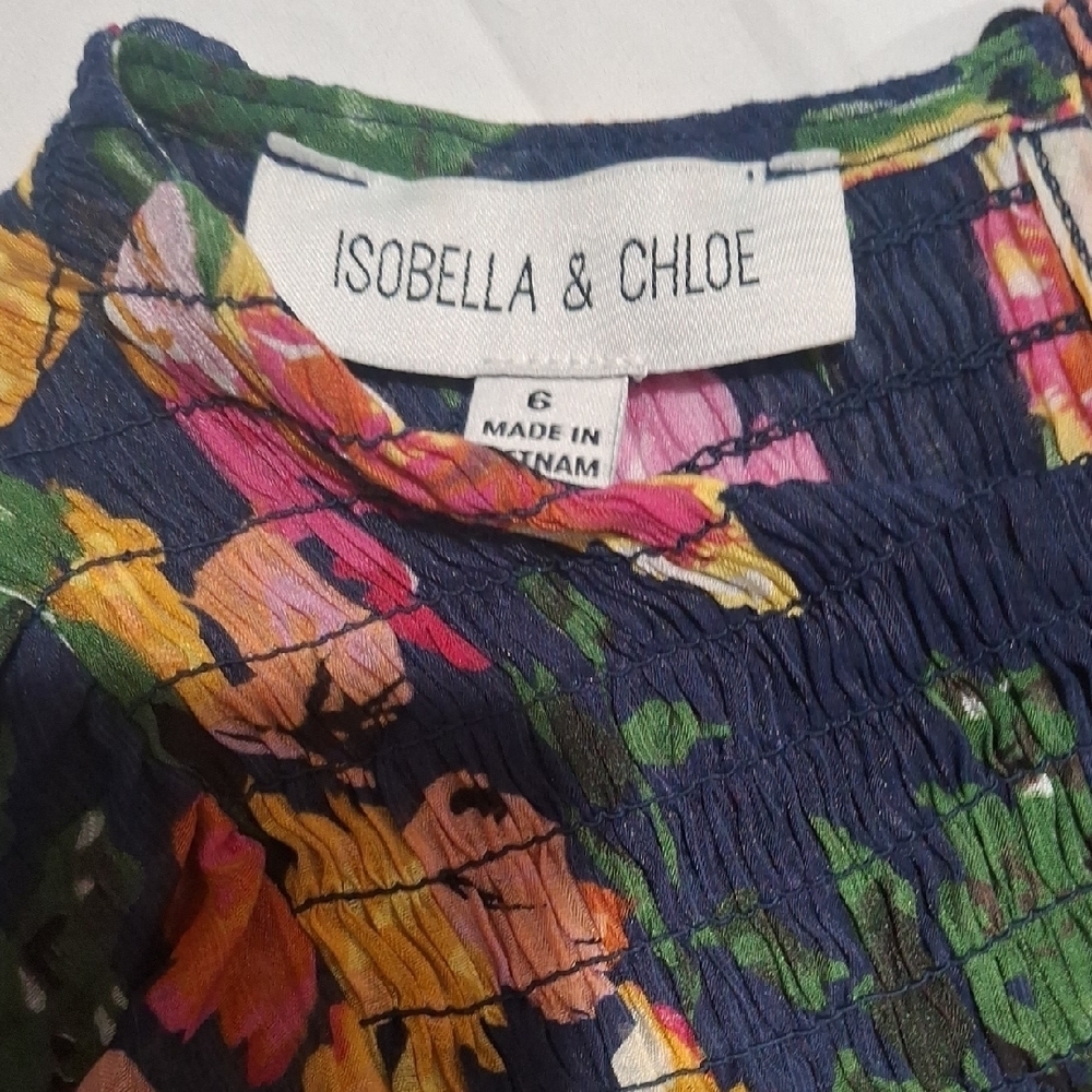 Isobella & Chloe Pink and Purple Puff Sleeve Sundress Size 6 - Picture 5 of 12